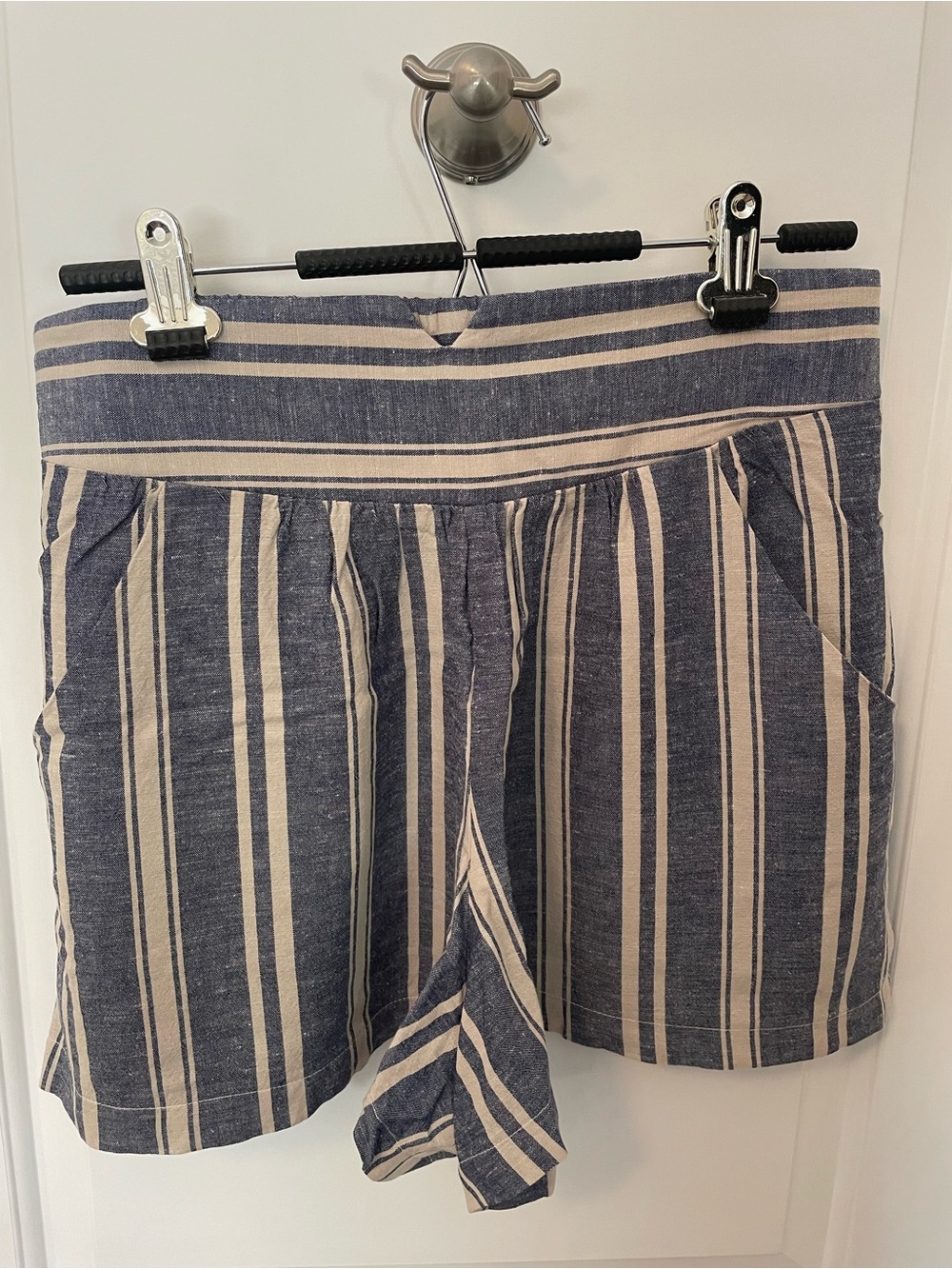Striped Blue and Cream Women’s Casual Shorts